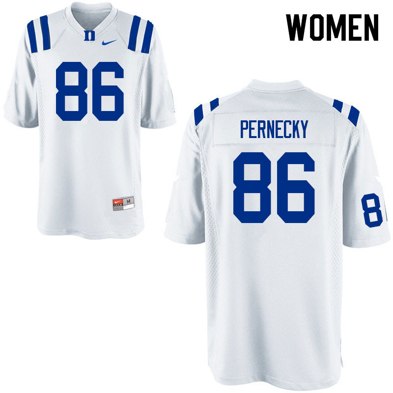 Women #86 Brendan Pernecky Duke Blue Devils College Football Jerseys Sale-White - Click Image to Close